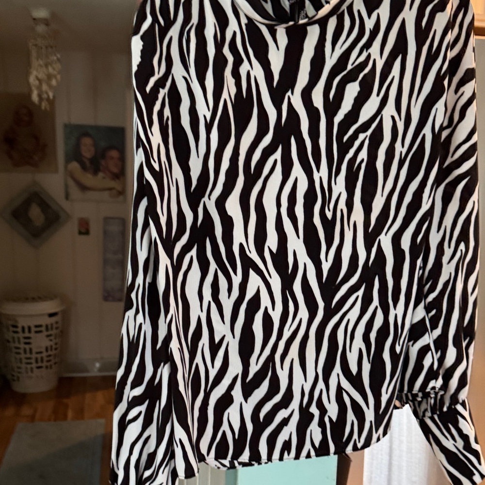 Zebra Print Long Sleeve Blouse